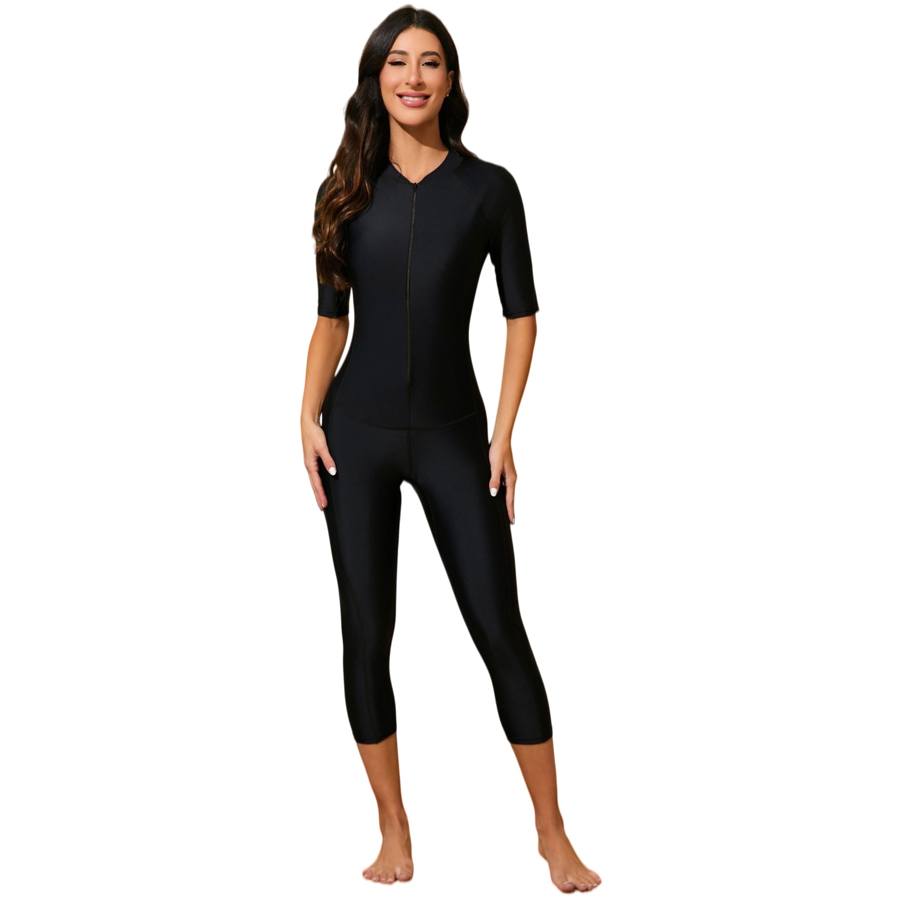 Long Sleeved Zippper Burkini Modest Swimsuit All Covered Swimwear with Gauze